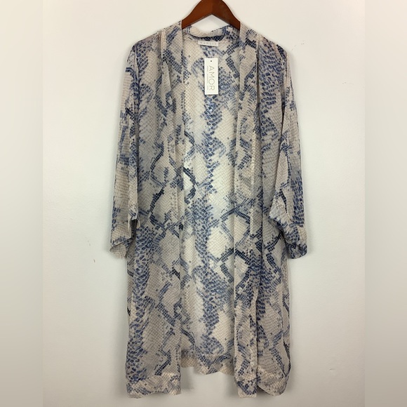 Karlie Snakeskin print cardigan one size chiffon - Picture 4 of 10
